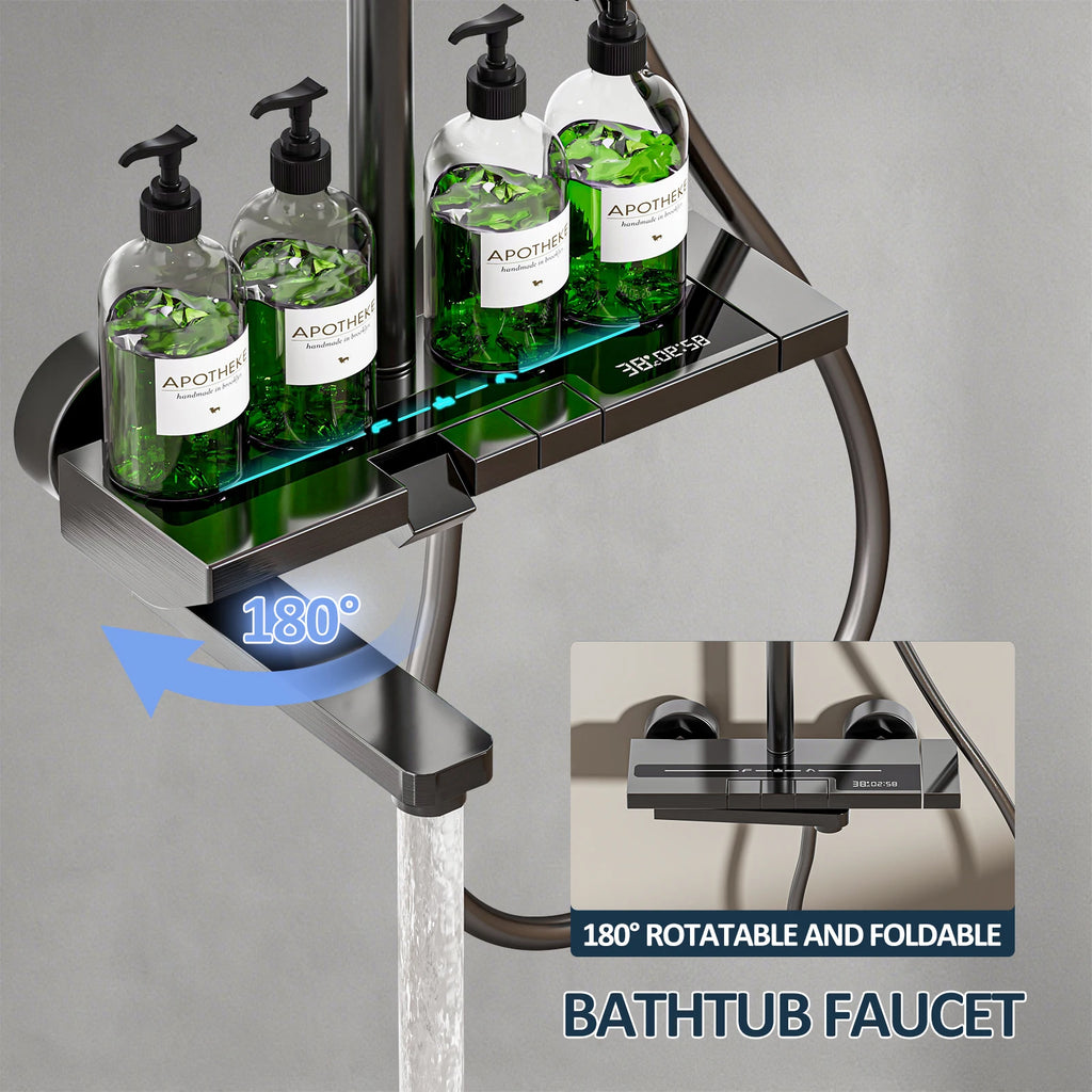 Bathroom Faucet Set Foldable spout 180° swivel spout Premium minimalist style Includes shower column and showerhead set