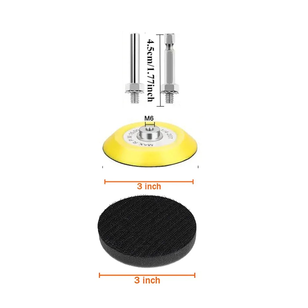 3 Inch Wet and Dry Sanding Paper 75mm Silicon Carbide Sandpaper 4/50/130 Pcs Hook and Loop Sanding Pad for Polishing Car Metal