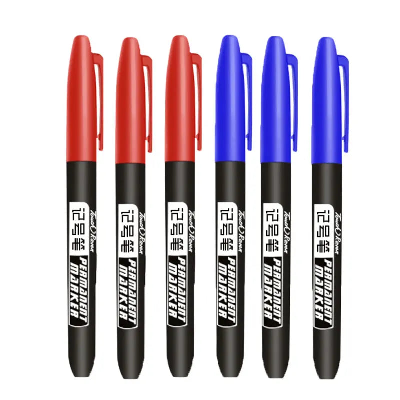 6-20PCs/Set Permanent Marker Pen Fine Point Waterproof Markers Thin Nib Crude Nib Black Blue Red Ink 1.5mm Fine Color Marker Pens