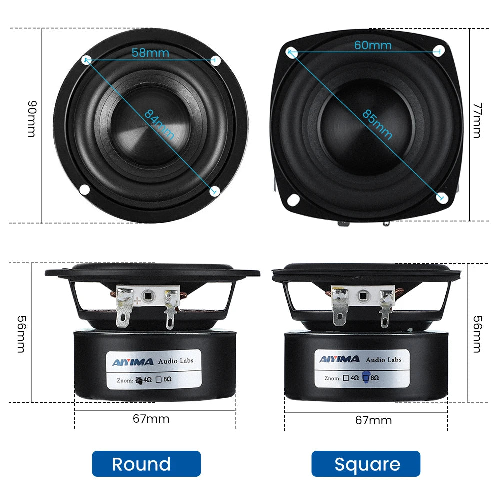 AIYIMA 2Pcs 3 Inch woofer Speakers Driver 4 8 Ohm 25W Audio Bass Loudspeaker DIY Home Theater Sound Amplifier Speaker Unit