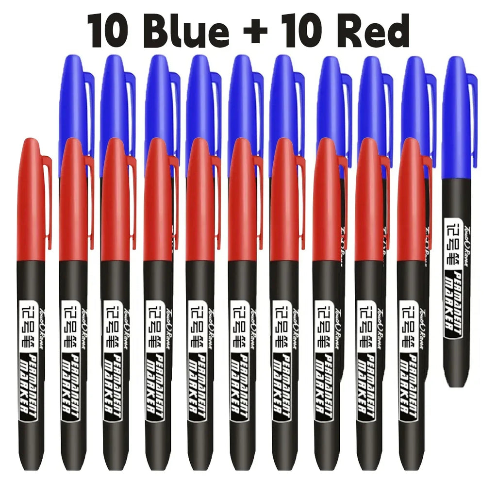 6-20PCs/Set Permanent Marker Pen Fine Point Waterproof Markers Thin Nib Crude Nib Black Blue Red Ink 1.5mm Fine Color Marker Pens