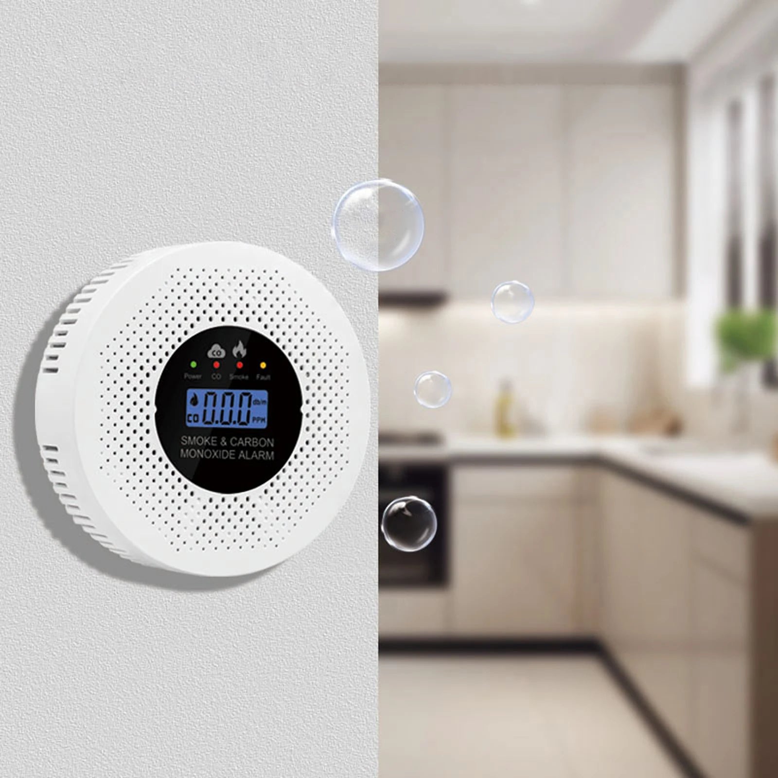 2 in 1 Fire Alarm Smoke Detector with LCD Display Carbon Monoxide Alarm Powered by Battery for Home Office RV Hotel