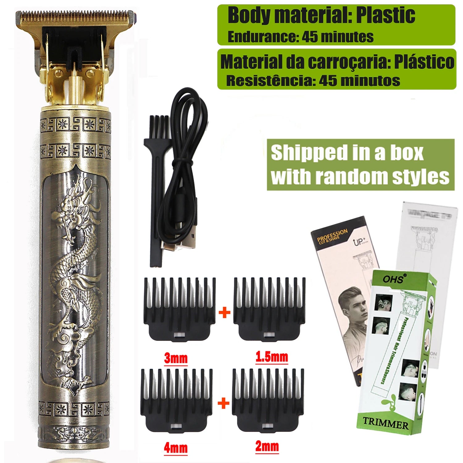 Vintage USB Fast Charging Cordless Hair Clipper Trimmer Portable Electric Shaver Professional Barber Hair Cutting Machine