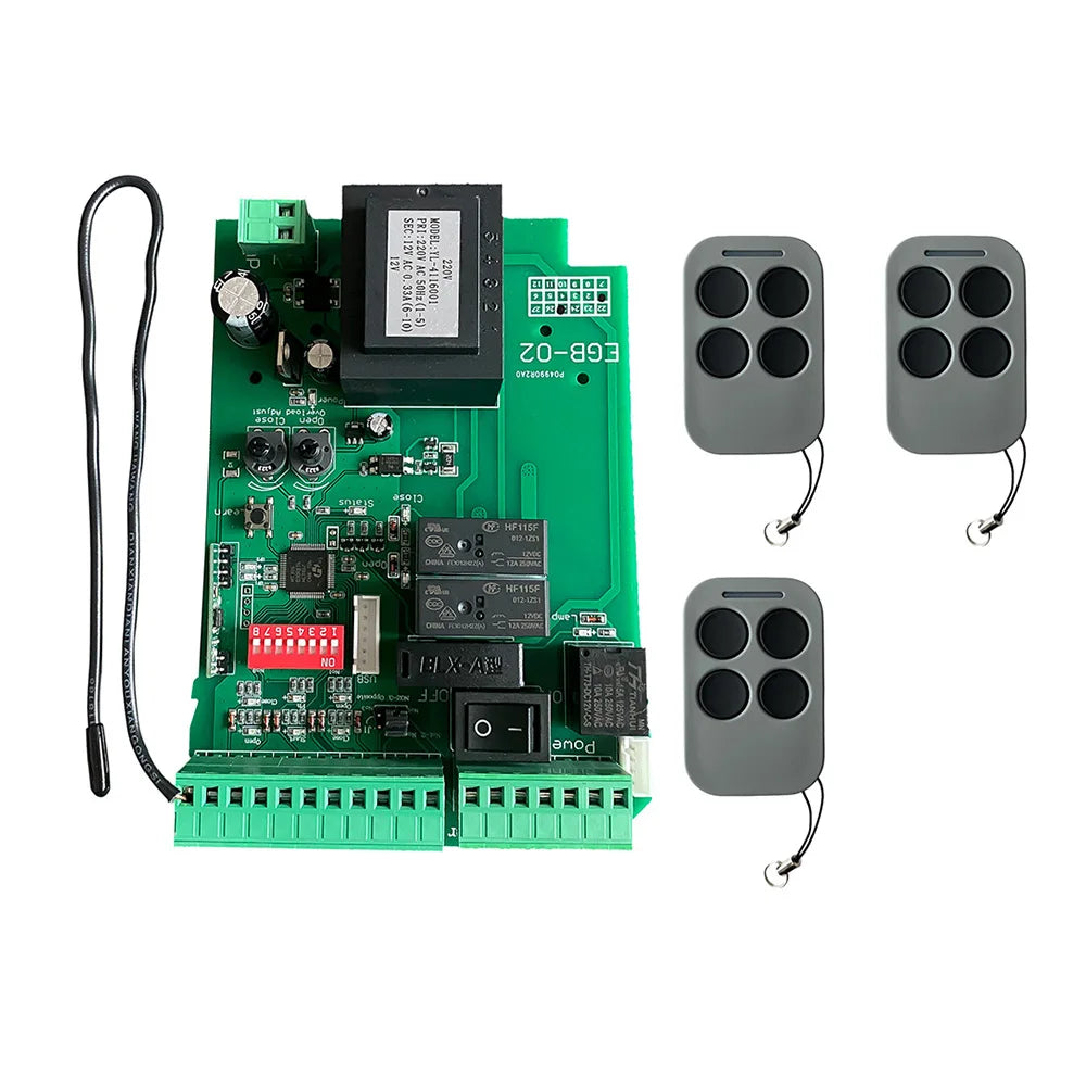 Smart Sliding Gate Opener Control Board AC110V/220V Supports 433mhz Rolling Code Remotes, Limit Switch & Safety Beam Compatible