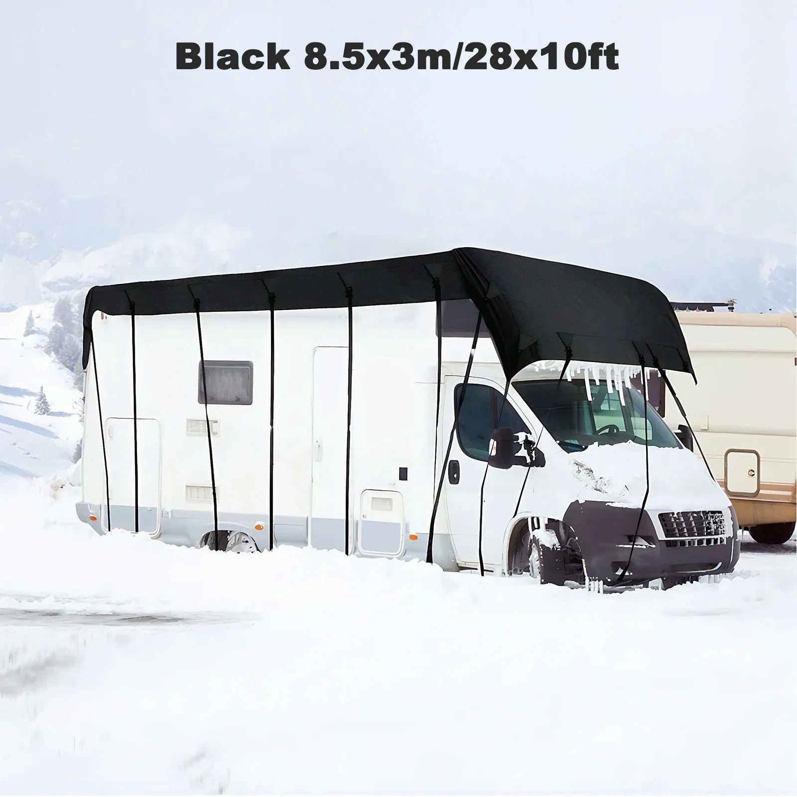 Heavy Duty RV Roof Cover Waterproof UV Resistant Fits 16-37 ft RVs Travel Trailers Class A/B/C Motorhomes Popup & Truck Campers