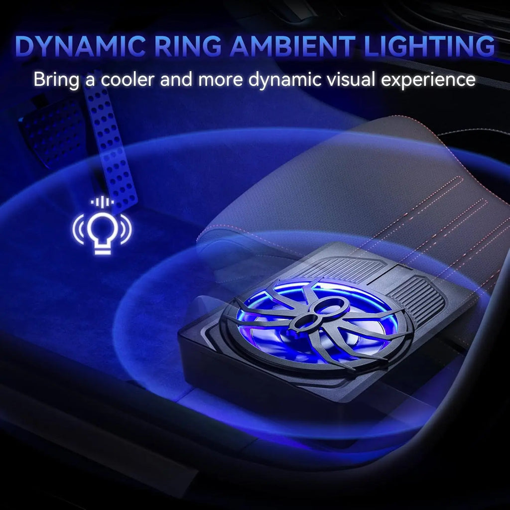 Car Subwoofer Amplifier, Ultra-thin 10" Large-caliber 800W Stereo Surround Sound Built-in Amplifier with Blue LED Ambient Light