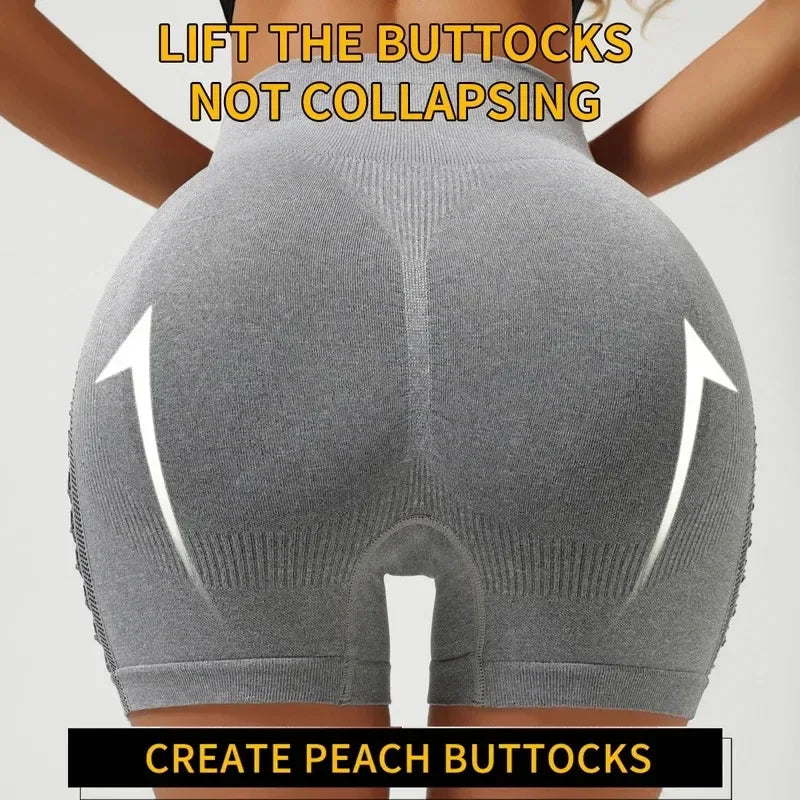 Sexy Side Hollow-out High-Waist Yoga Shorts Seamless Slim Fit Hip-Lifting Gym Sports Outdoor Three-Point High Elasticity