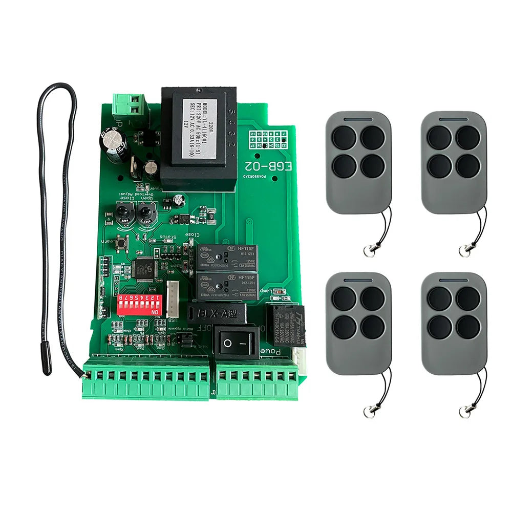 Smart Sliding Gate Opener Control Board AC110V/220V Supports 433mhz Rolling Code Remotes, Limit Switch & Safety Beam Compatible