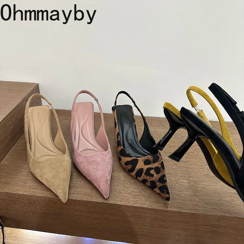 2026 Spring Summer Slip On Women Sandals Shoes Fashion Pointed Toe High Heel Stripper Party Ladies Singbacks Sandalias Shoes