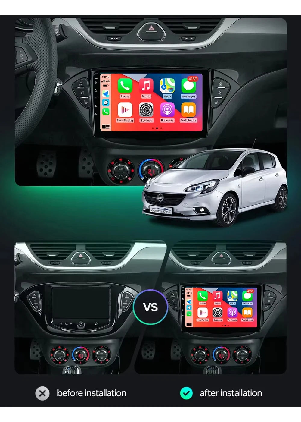 Android 15 for Opel Corsa E 2014 - 2019 Car Radio Audio Multimedia GPS Navigation Stereo System Carplay Auto WIFI 4G DSP