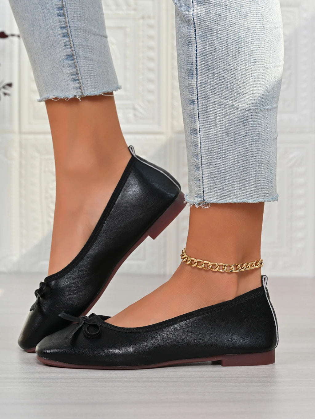 2026 Spring New Bowknot Soft Sole Flats, Small Square Toe Shallow Comfortable Egg Roll Shoes, Versatile Commuter Flat Shoes