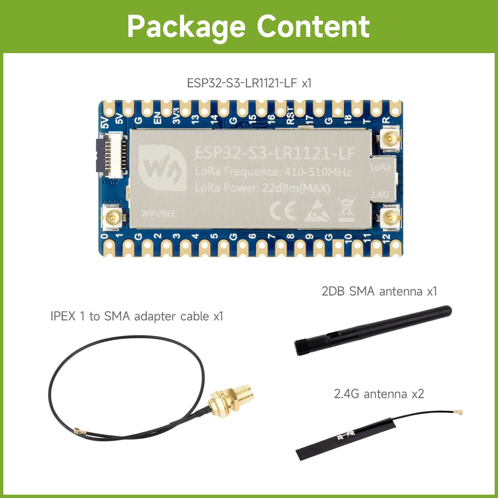 Waveshare ESP32-S3 LoRa Development Board, Integrates LR1121 Third-Generation RF Chip, Supports Sub-GHz/2.4GHz LoRa Wireless