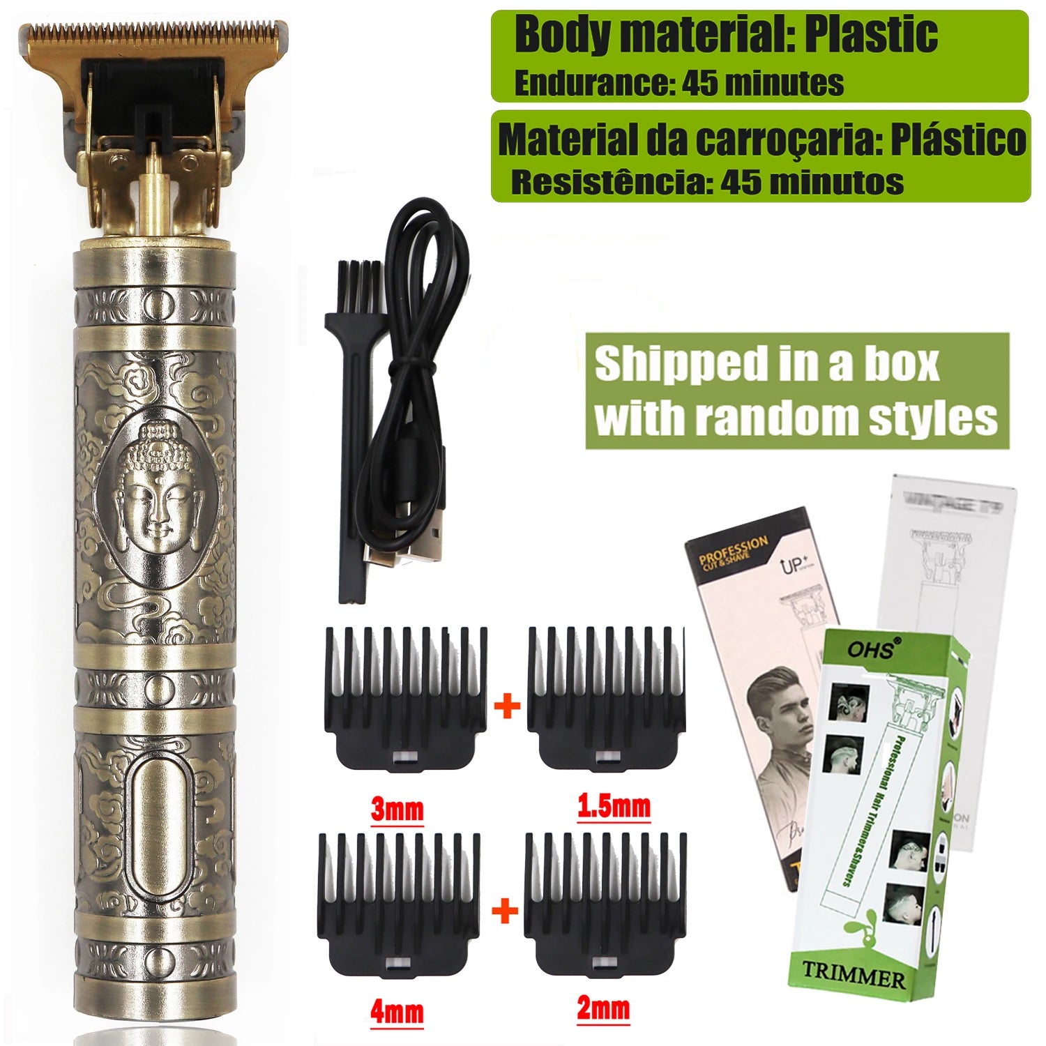 Vintage USB Fast Charging Cordless Hair Clipper Trimmer Portable Electric Shaver Professional Barber Hair Cutting Machine