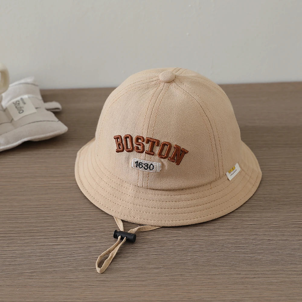 Kids Fisherman Caps Spring Autumn Infant Baby Boys BOSTON Embroidered Sun Hats Toddler Accessories Girls Bucket Hat