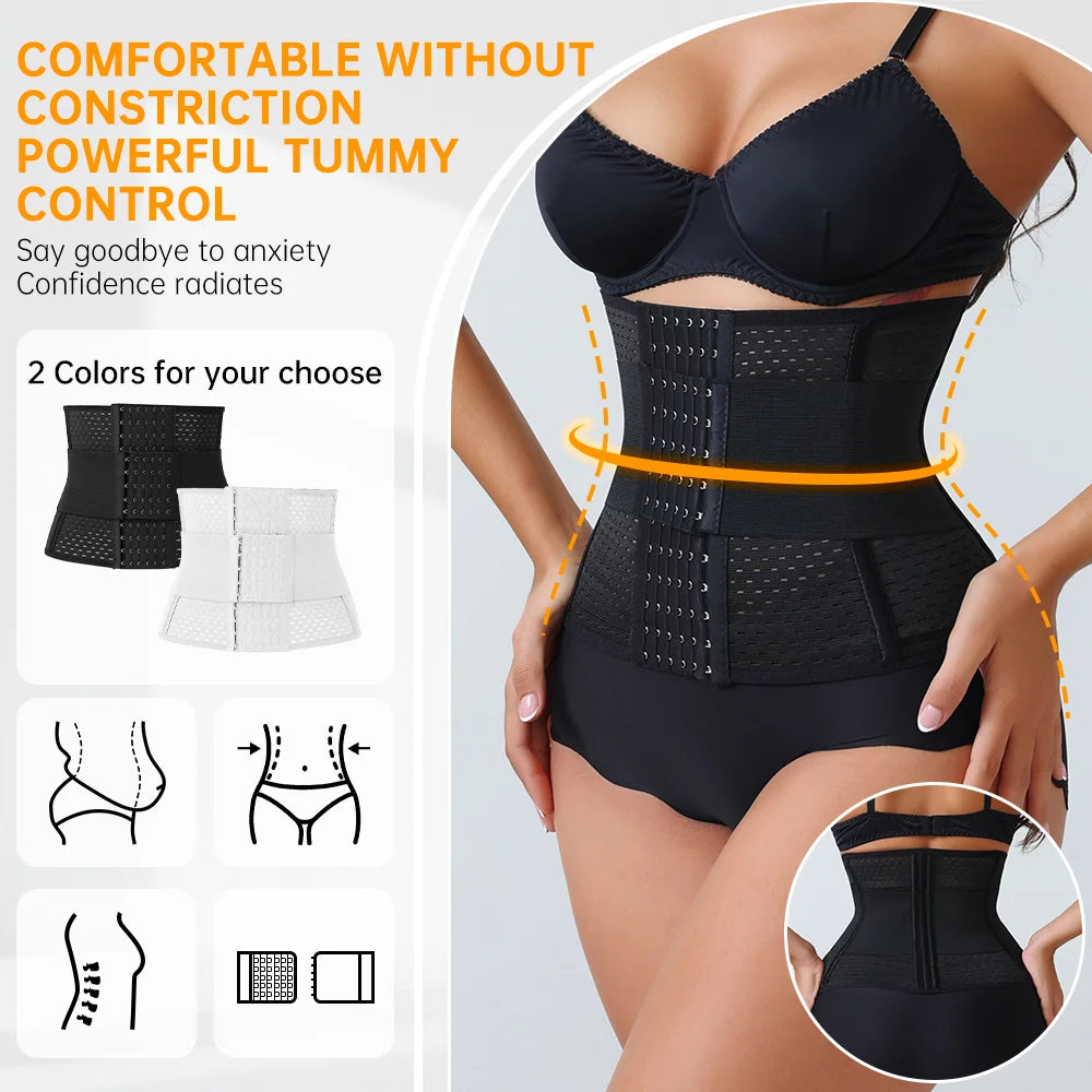 New Adjustable Waist Trainer for Women, Double-Belt Neoprene Corset with Zipper, Workout Cincher for Tummy Control & Back Support