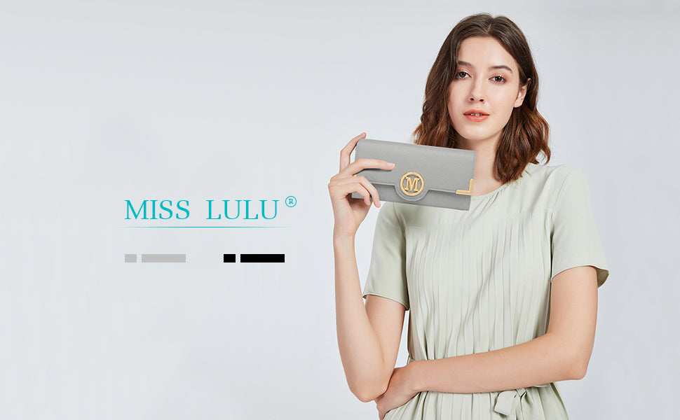 Miss Lulu WOMEN'S purse Long Wallet with zipper PU leather Card hand fan keys Holder Phone Case