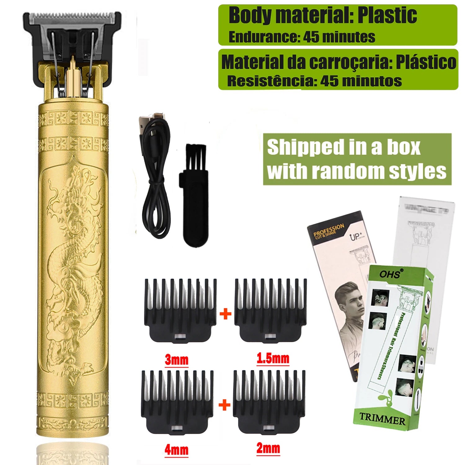 Vintage USB Fast Charging Cordless Hair Clipper Trimmer Portable Electric Shaver Professional Barber Hair Cutting Machine