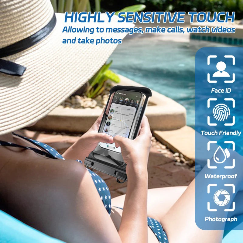 HAISSKY Bubble Floating Waterproof Swimming Bags Outdoor Travel Crossbody Phone Pouch For iPhone 17 16 Pro Max Samsung Xiaomi