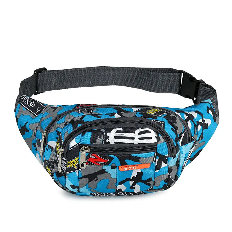 Camouflage Print Men Waist Bag Pack Purse Casual Large Phone Belt Bag Pouch Women's Canvas Travel Phone Bag Fanny Banana Bag Hip
