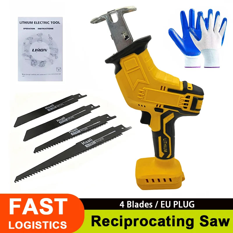 Cordless Electric Reciprocating Saw Metal Wood Cutting Tool Meat Cut Electric Saw For DeWalt 20V 4 Blades