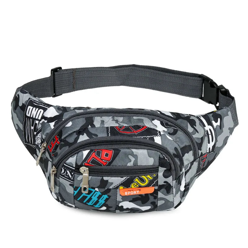 Camouflage Print Men Waist Bag Pack Purse Casual Large Phone Belt Bag Pouch Women's Canvas Travel Phone Bag Fanny Banana Bag Hip