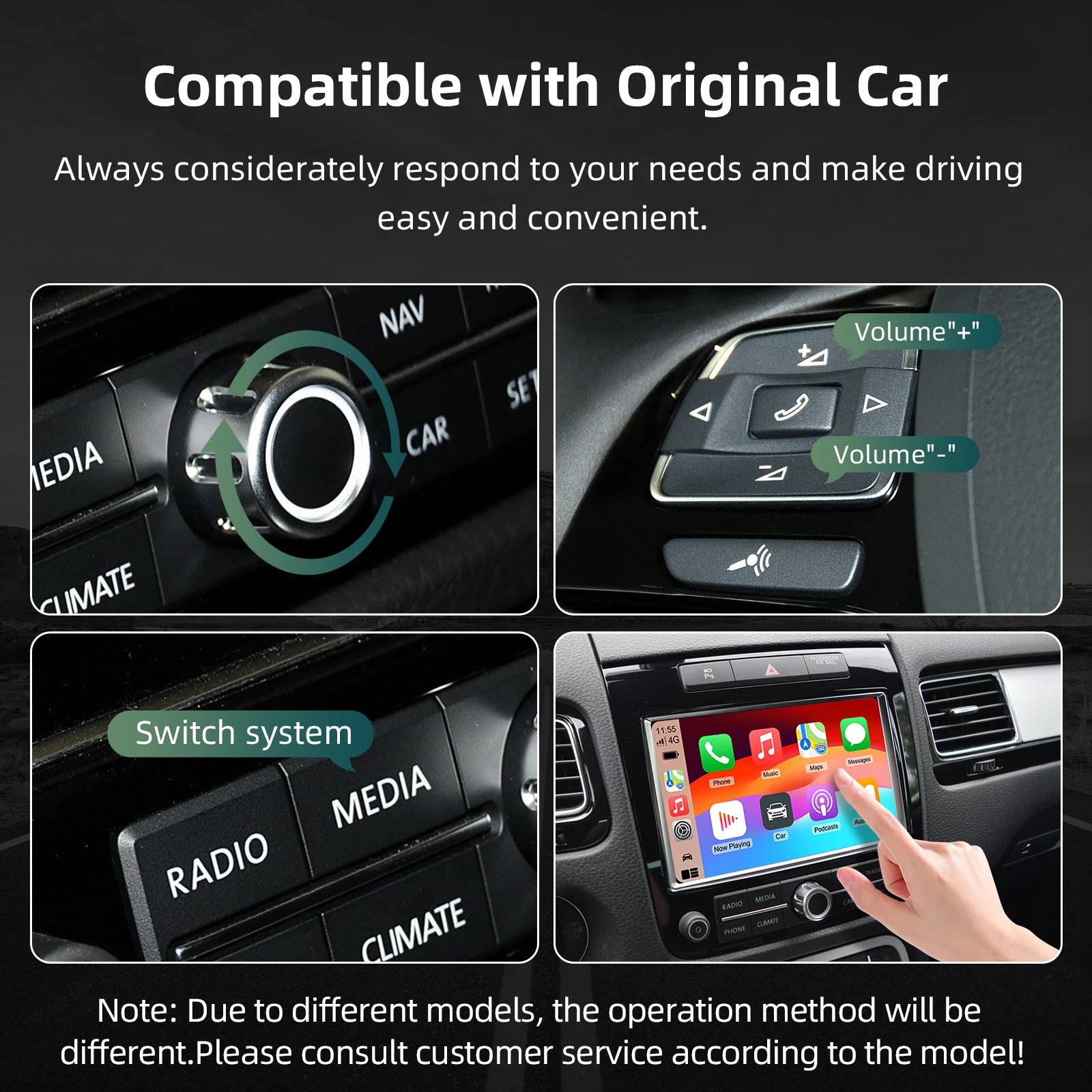 Ezonetronics OEM Screen Upgrade Decoder Box CarPlay Android Car Modification Kit for Volkswagen Touareg 8" 2011-2017