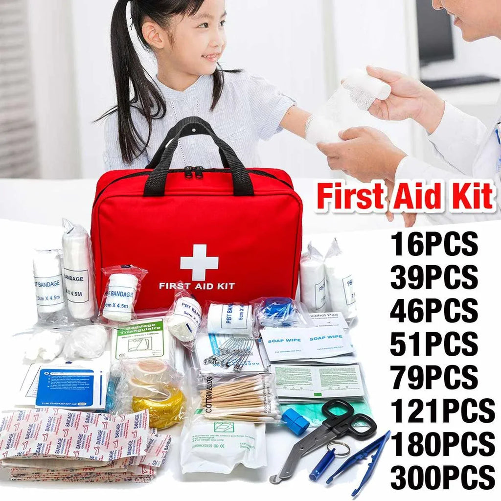 Emergency Medical First Aid Kit Portable 16-300Pcs Survival Set for Outdoor Camping Hiking Travel Handbag