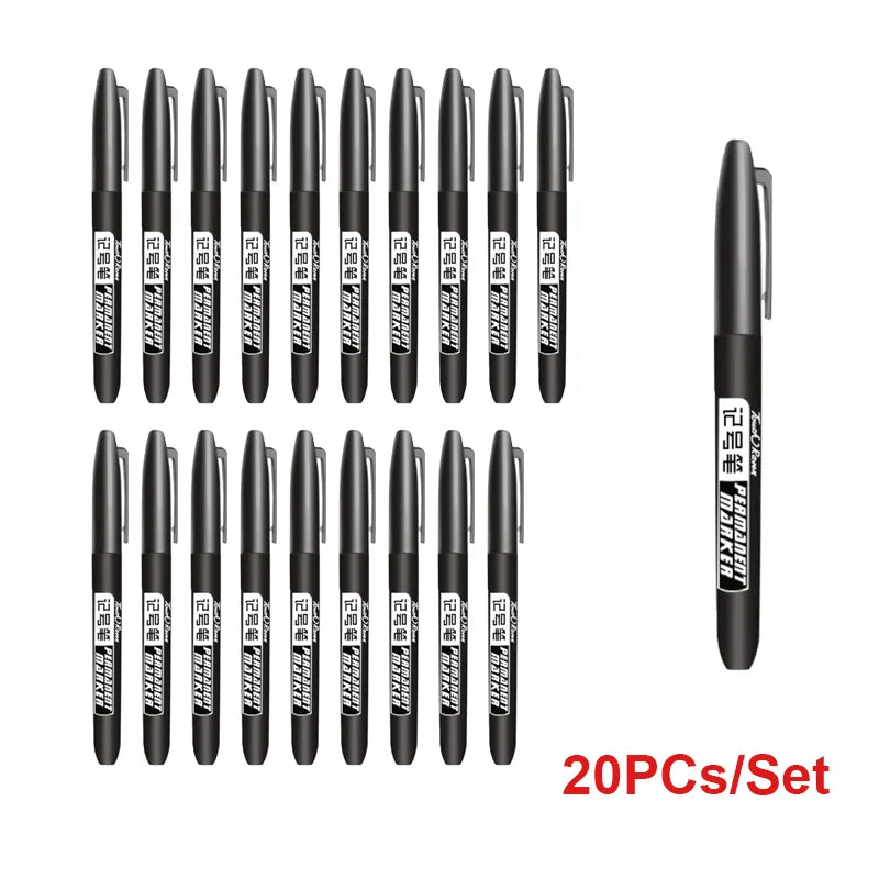6-20PCs/Set Permanent Marker Pen Fine Point Waterproof Markers Thin Nib Crude Nib Black Blue Red Ink 1.5mm Fine Color Marker Pens