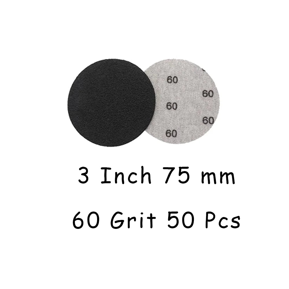 3 Inch Wet and Dry Sanding Paper 75mm Silicon Carbide Sandpaper 4/50/130 Pcs Hook and Loop Sanding Pad for Polishing Car Metal