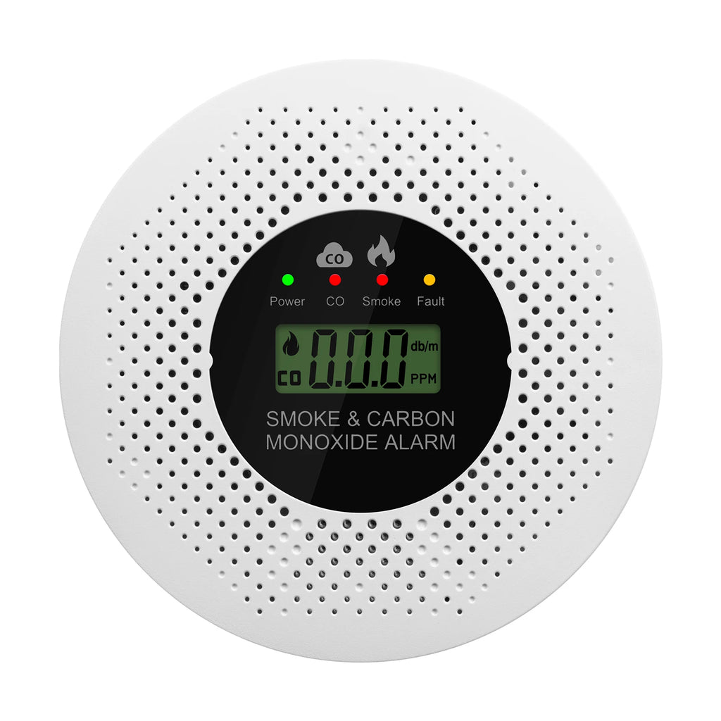 Smoke and Carbon Monoxide Detector with LCD Display Carbon Monoxide Alarm Powered by Battery for House Apartment Kitchen