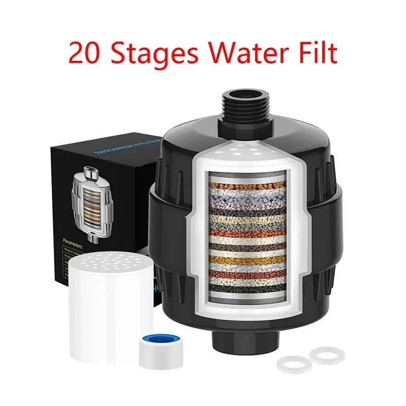 15/20 stages high output shower water filter removes chlorine fluoride heavy metals filter softens high quality shower head