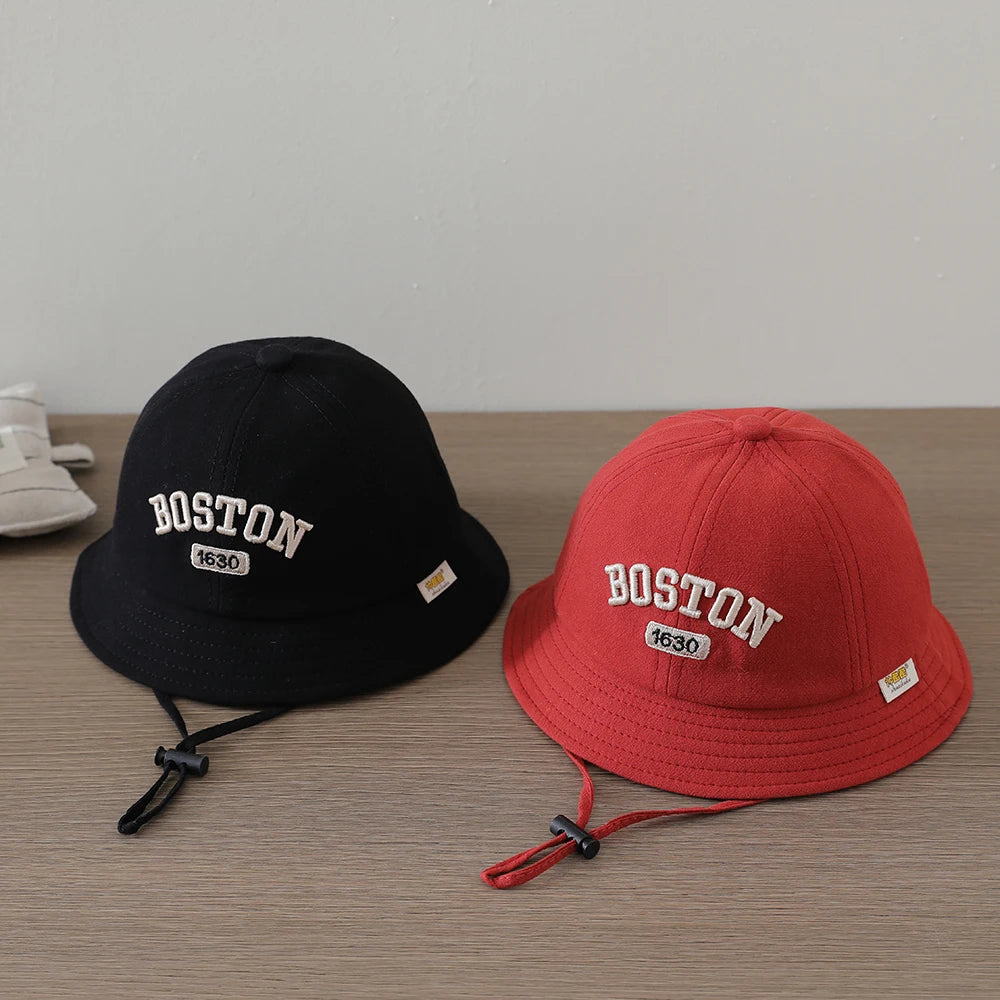 Kids Fisherman Caps Spring Autumn Infant Baby Boys BOSTON Embroidered Sun Hats Toddler Accessories Girls Bucket Hat