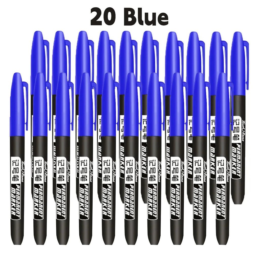 6-20PCs/Set Permanent Marker Pen Fine Point Waterproof Markers Thin Nib Crude Nib Black Blue Red Ink 1.5mm Fine Color Marker Pens