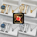 Surprise Mystery Watch Set Blind Box-3PCS/Set Men Business Watches Fashion Steel Band Quartz Watch Jewelry Set（Without Box）