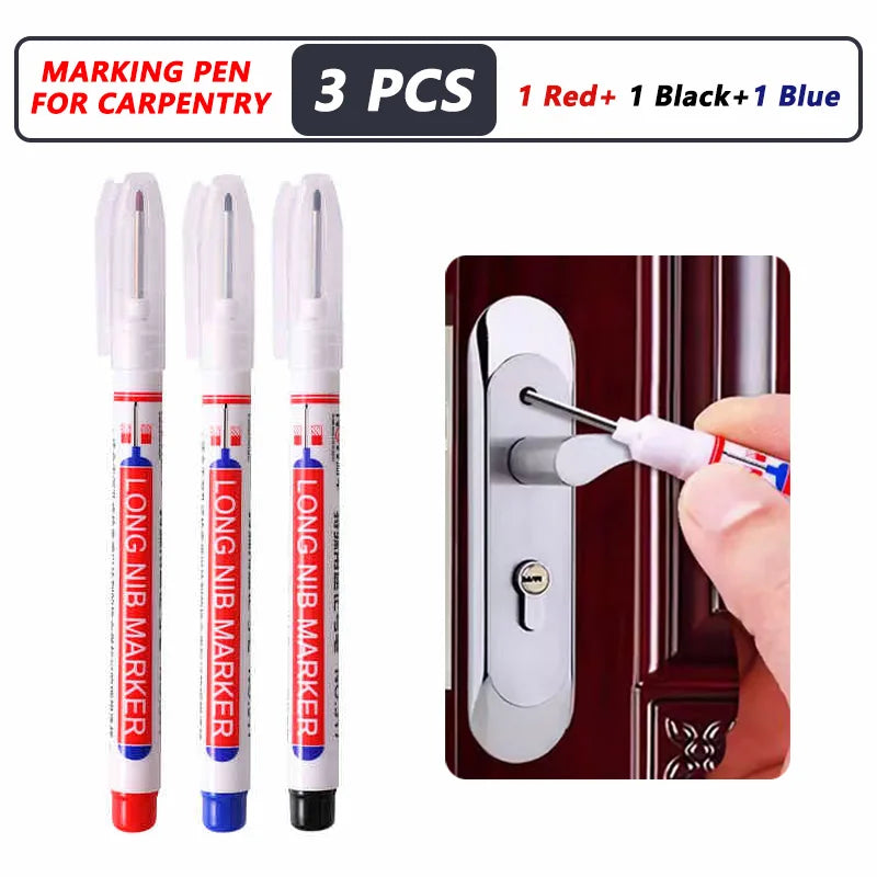 1-40PCS 20mm Deep Hole Long Nib Head Markers For Metal Perforating Pen Waterproof Bathroom Woodworking Decoration Multi-Purpose