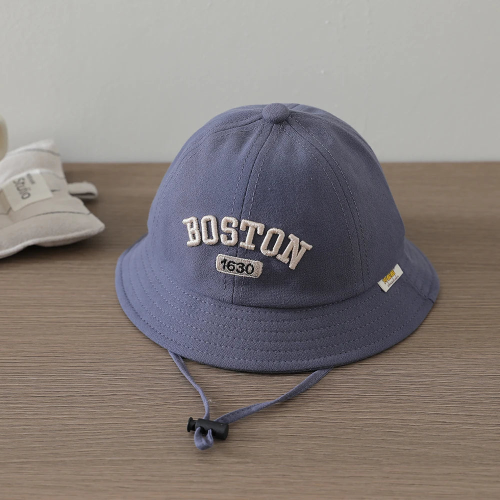 Kids Fisherman Caps Spring Autumn Infant Baby Boys BOSTON Embroidered Sun Hats Toddler Accessories Girls Bucket Hat