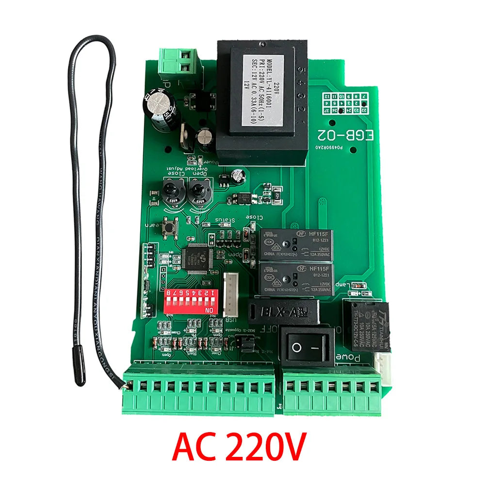 Smart Sliding Gate Opener Control Board AC110V/220V Supports 433mhz Rolling Code Remotes, Limit Switch & Safety Beam Compatible