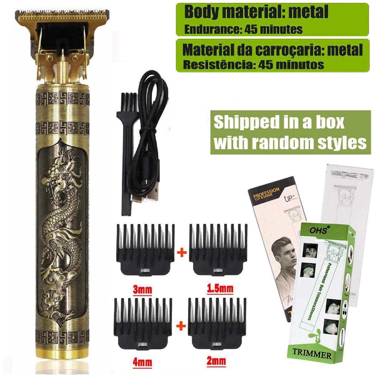 Vintage USB Fast Charging Cordless Hair Clipper Trimmer Portable Electric Shaver Professional Barber Hair Cutting Machine
