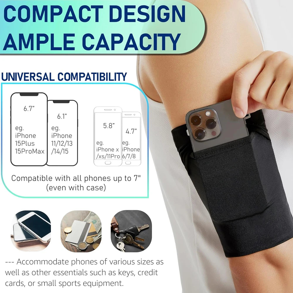 Adjustable Sports Arm Strap - iPhone/Android Phone Holder for Running, Gym - Breathable & Sweatproof