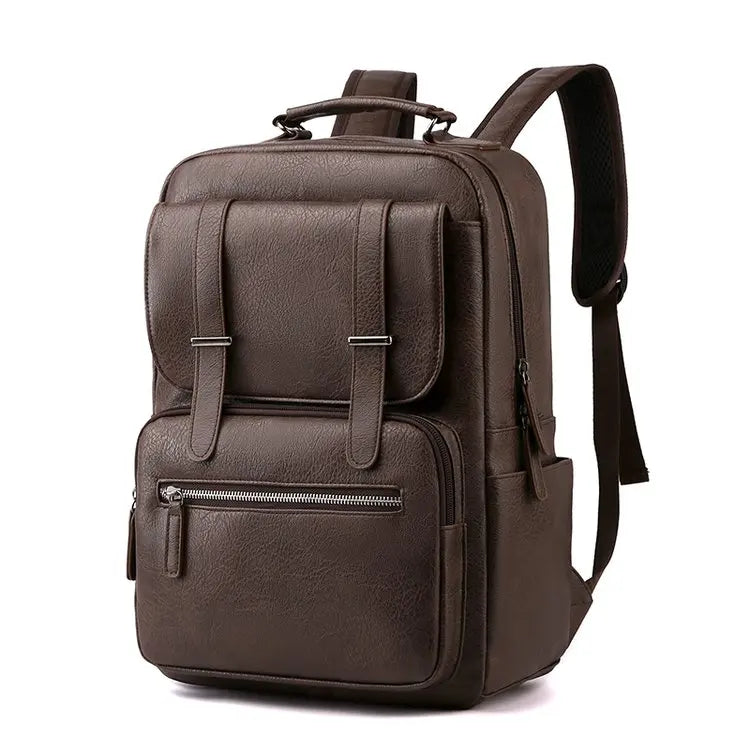 PU Leather Backpack For Men Multifunction Office Working Men's Business Bagpack Large Capacity Waterproof College Student Bag