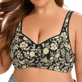Floral Plus Size Bralette 36-52 Band G Cup Front Closure Wireless Bra Vest Style Seamless Comfortable Full Coverage Sexy Print