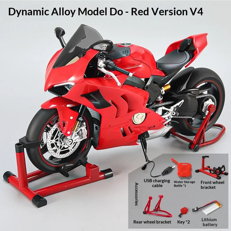XLG 1:7 Ducati Panigale V4S Motorcycle Model - Alloy Die-Cast with Smoke Effect & Light/Sound Official Licensed Collector‘s Gift