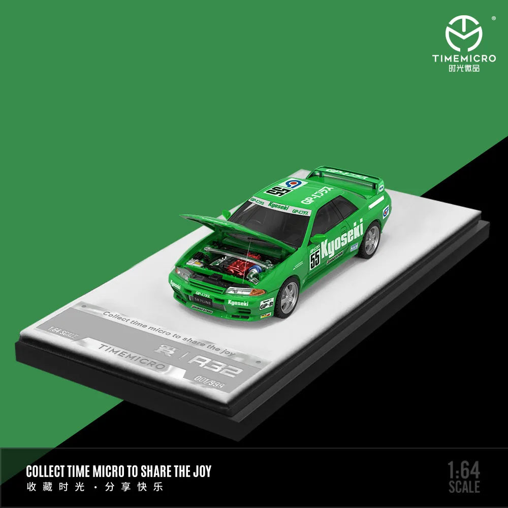 TimeMicro 1:64 GTR 32 Green Racing Painting Alloy Car Model for Collection&Display&Gift
