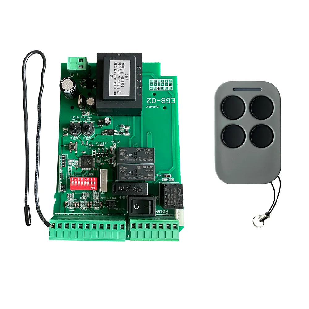 Smart Sliding Gate Opener Control Board AC110V/220V Supports 433mhz Rolling Code Remotes, Limit Switch & Safety Beam Compatible