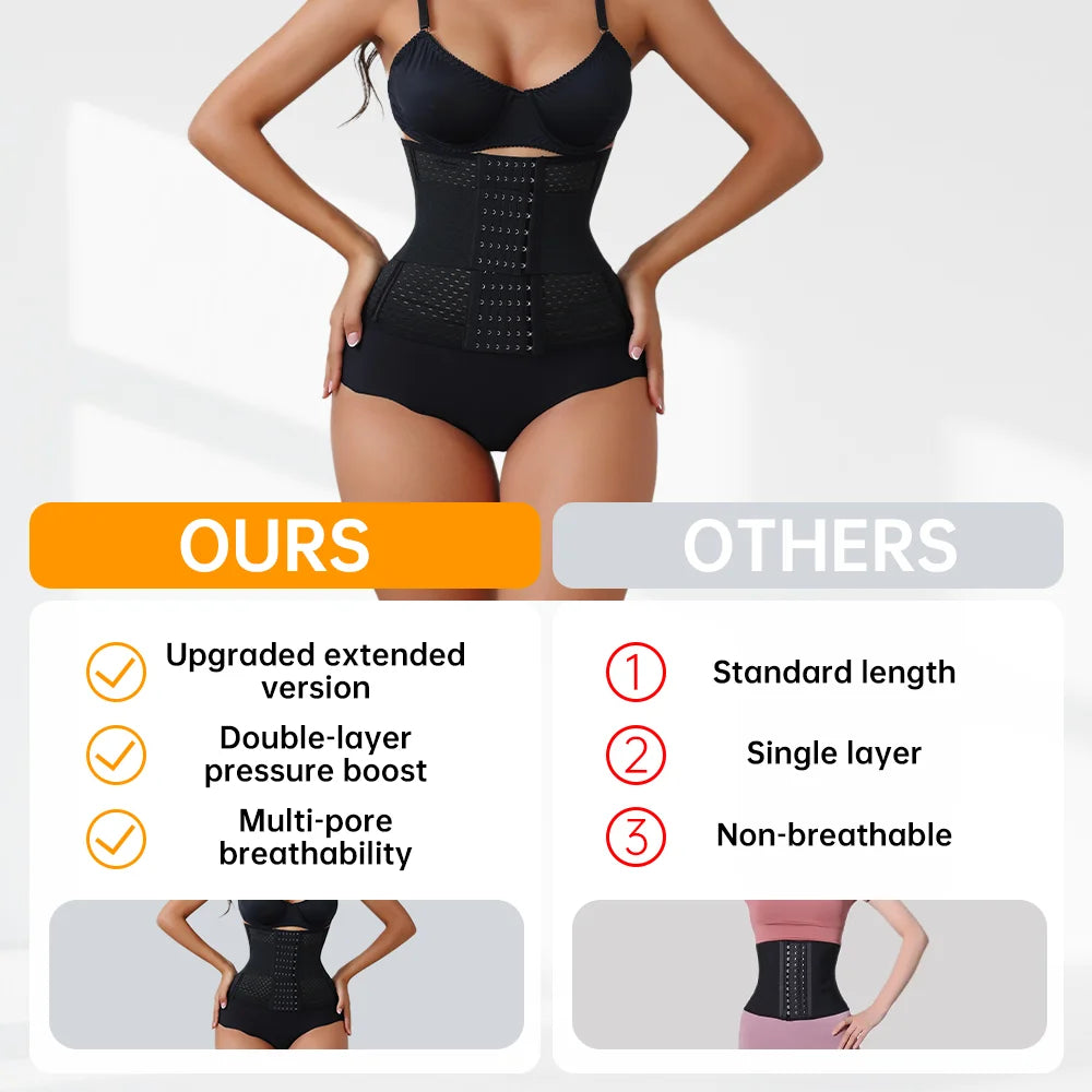 New Adjustable Waist Trainer for Women, Double-Belt Neoprene Corset with Zipper, Workout Cincher for Tummy Control & Back Support
