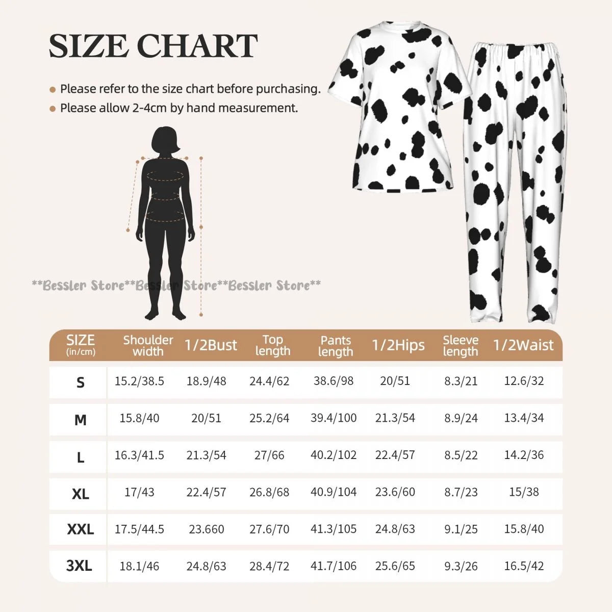 Women's Pajamas Set Dalmatian Pattern Short Sleeve Sleepwear 2 Piece Homewear Loungewear