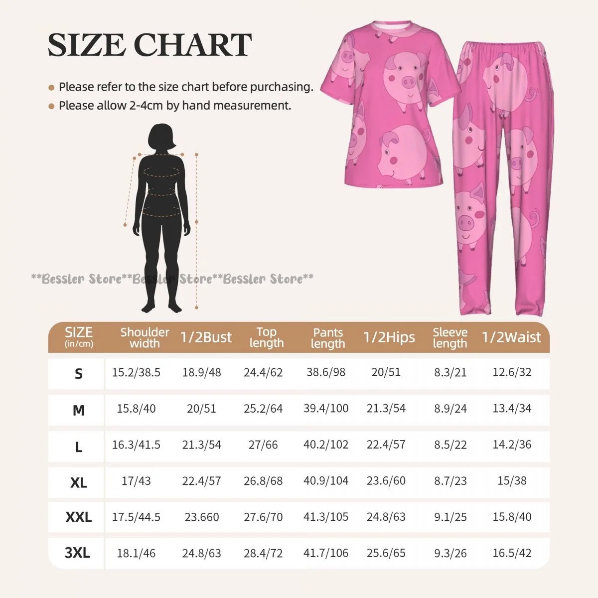Cute Cartoon Pigs Pajamas Set Short-sleeved Women Home Clothing