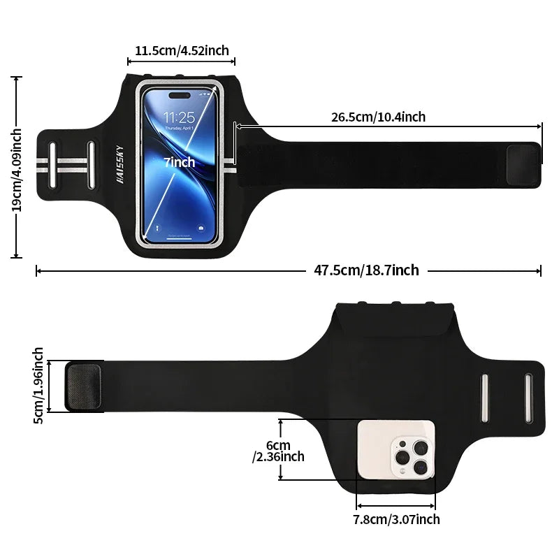 HAISSKY Ultra-thin Running Bags Men Women Outdoor Sports Back View Armband Pouch For iPhone 17 16 Pro Max 17 Air Plus Samsung LG