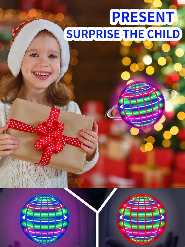 Flying ball, automatic spinning ball, dazzling LED lights, magic levitation, fan, UFO flying machine, toy, gift, game, sports ball