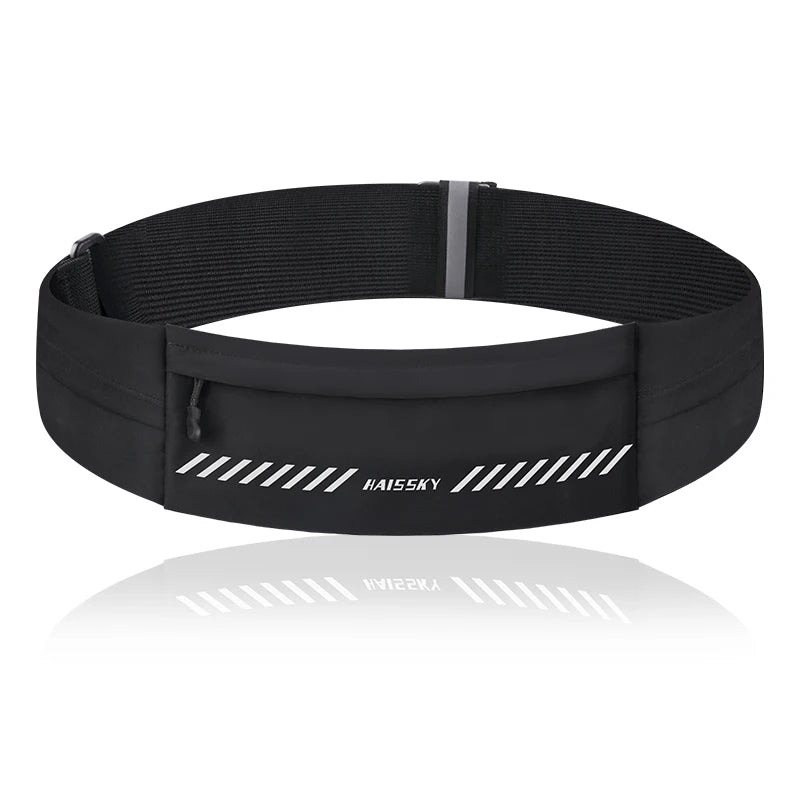 HAISSKY Zipper Waistband Running Bags Men Women Outdoor Sport Reflective Elastic Belt Waist Pack Pouch For iPhone Samsung Xiaomi